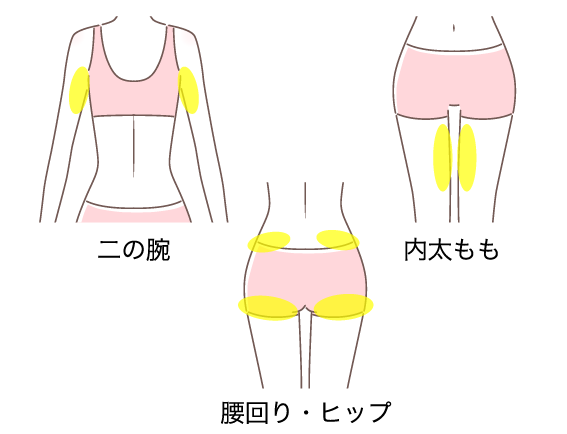 二の腕、内太もも、腰回り・ヒップ
