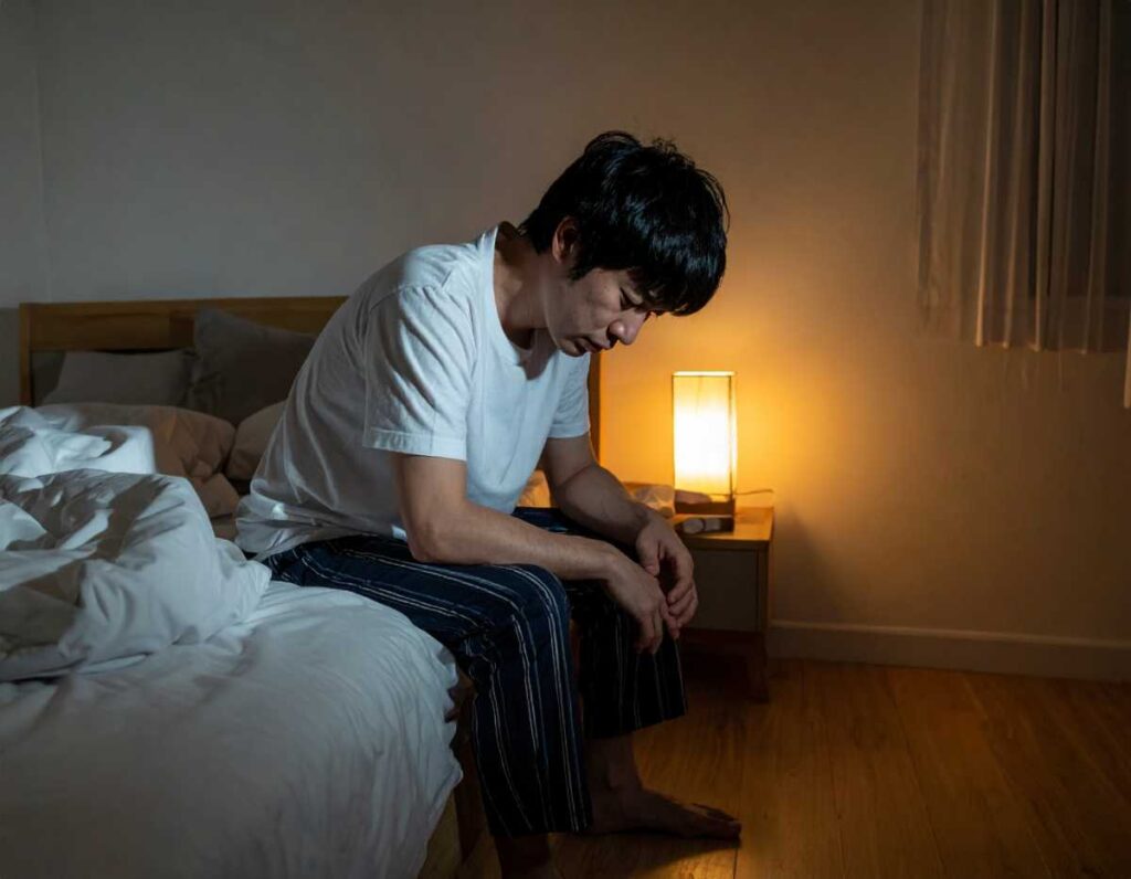 寝室の男性